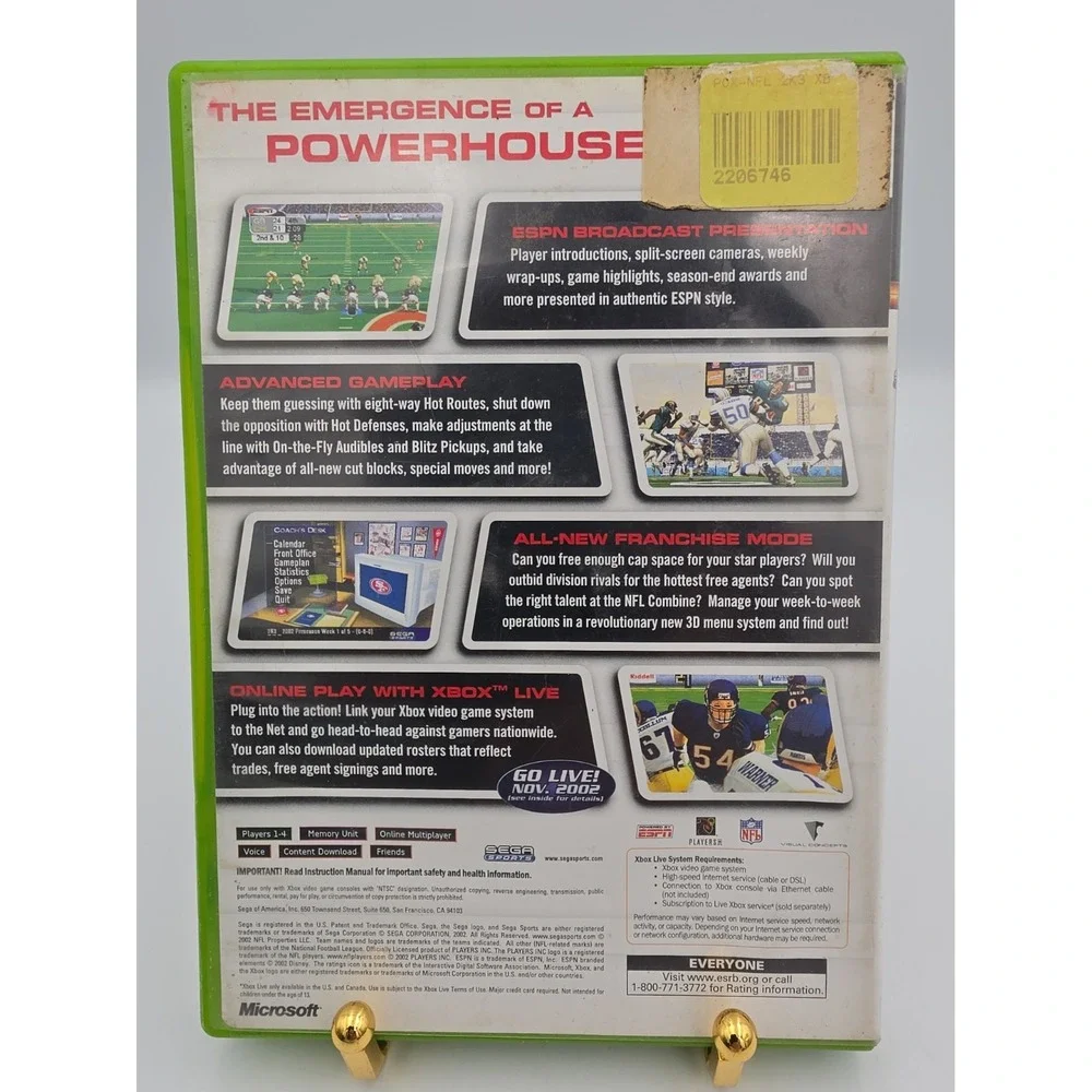 NFL 2K3 Microsoft Xbox Original Sega Sports Brian Urlacher Complete in Box CIB